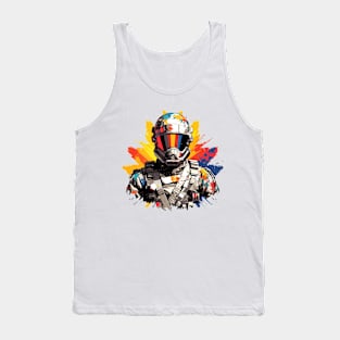 Man With Helmet Video Game Character Futuristic Warrior Portrait  Abstract Tank Top